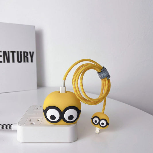 Iphone Charger Case Cover - Minions - 4 Piece Set (With Wire Protector)