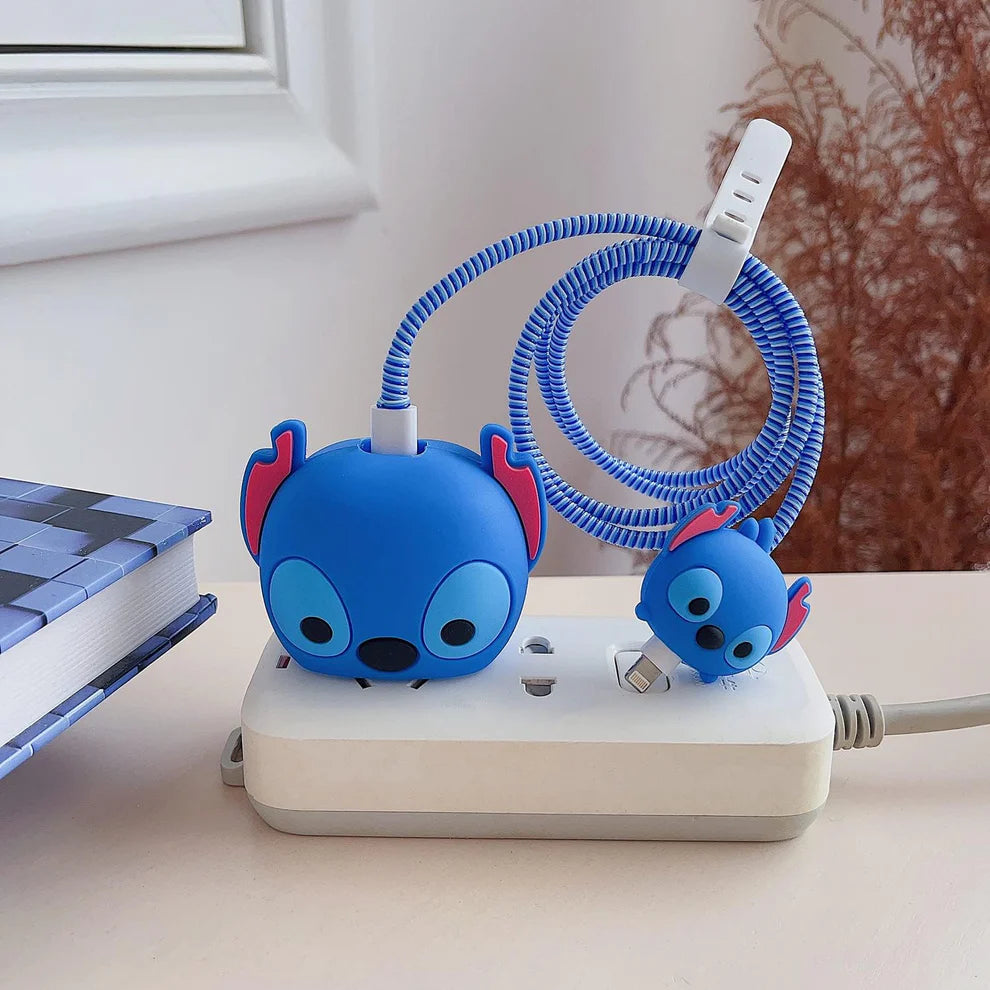 Iphone Charger Case Cover - Blue Dragon 4 Piece Set (With Wire Protector)