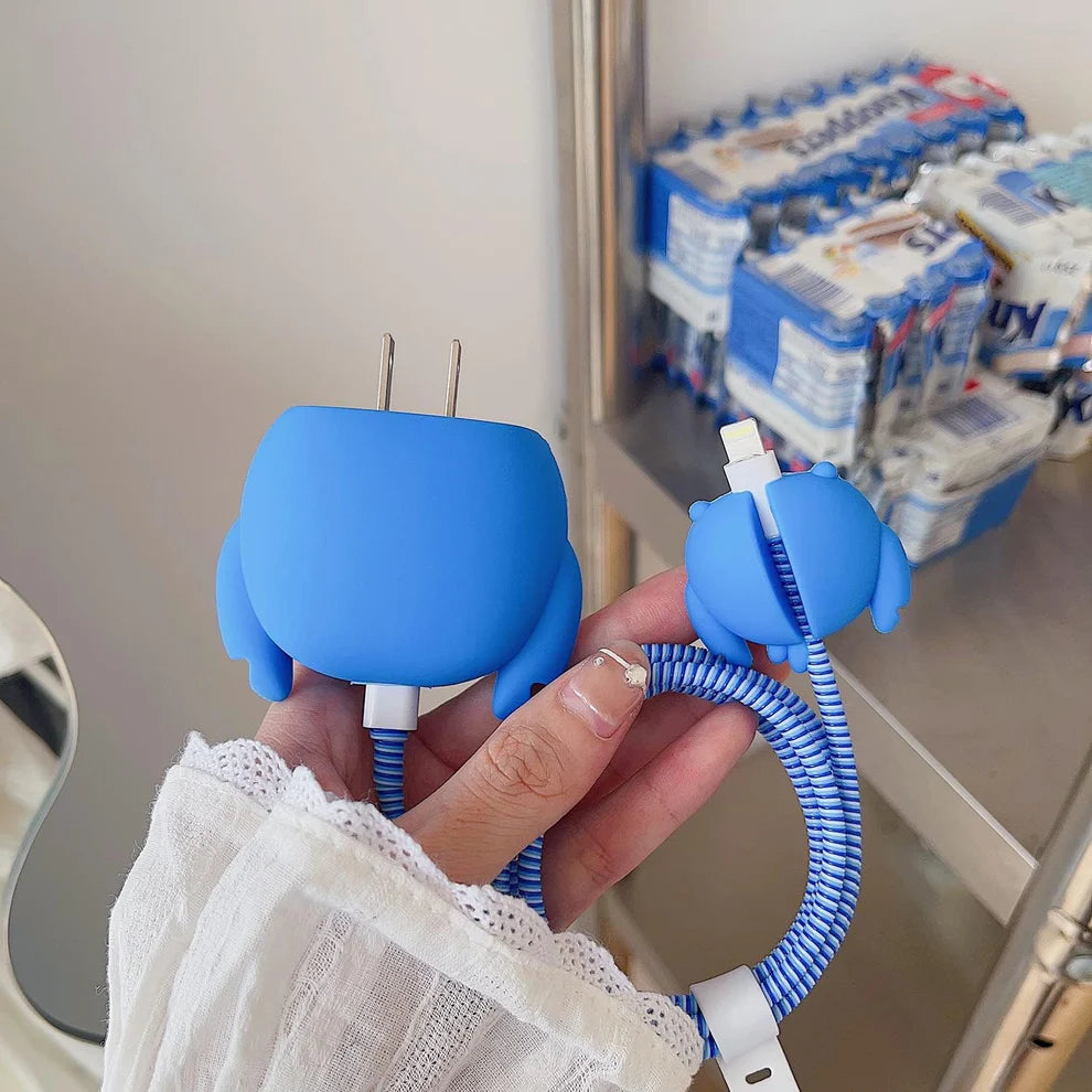 Iphone Charger Case Cover - Blue Dragon 4 Piece Set (With Wire Protector)