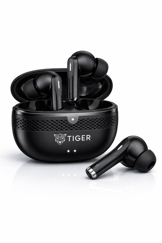 Tiger W26 TWS Wireless Earbuds – 36H Playtime | HiFi Stereo Sound | Bluetooth 5.3 | Touch Control