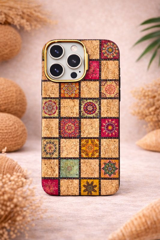 KDM Mandala Mosaic Cork Designer Phone Case For iPhone (KC-78)