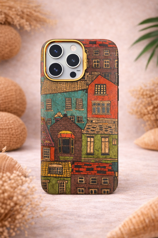 KDM Vintage Townscape Cork Art Designer Phone Case For iPhone (KC-78)