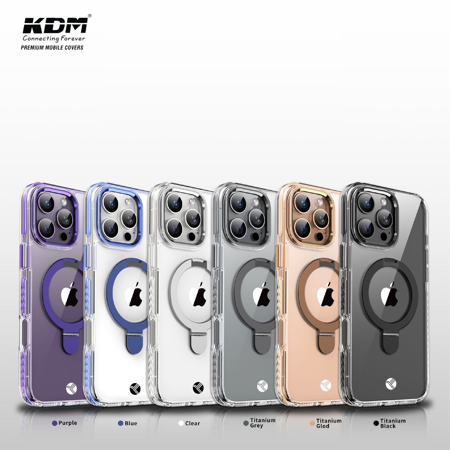 KDM Premium Magnetic Ring Clear Case | Metal + TPU Protection | iPhone & Samsung Ultra Series (KC-07)