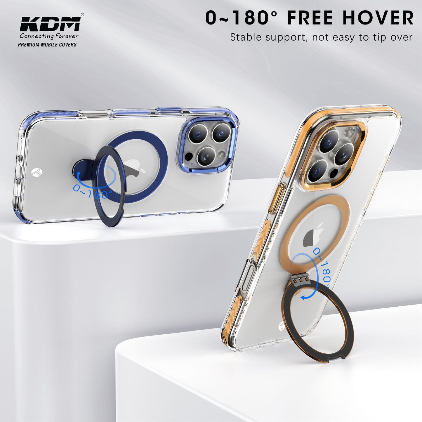 KDM Premium Magnetic Ring Clear Case | Metal + TPU Protection | iPhone & Samsung Ultra Series (KC-07)